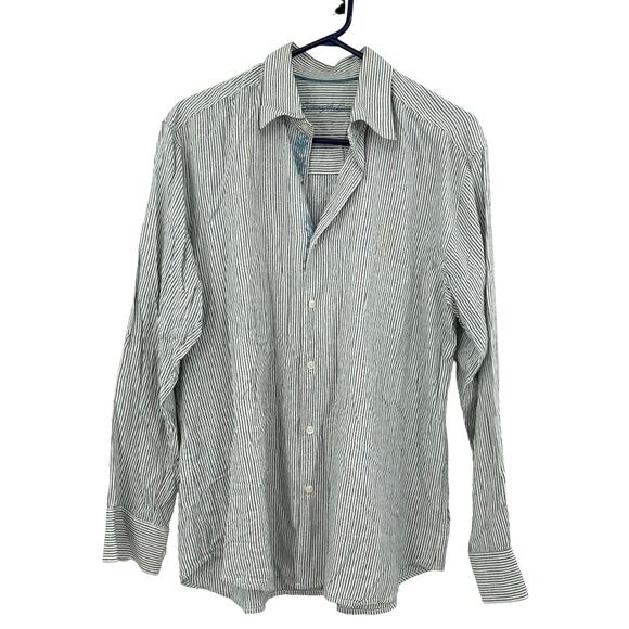 Tommy Bahama Size Medium Long Sleeve Button Up Top Shirt Silk Blend White Black - Picture 1 of 8